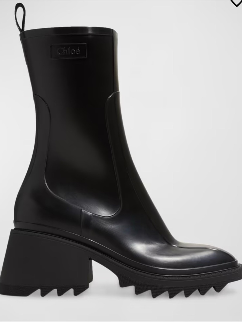 Chloé Black Women's Lug-Sole Block Heel Rain Boot